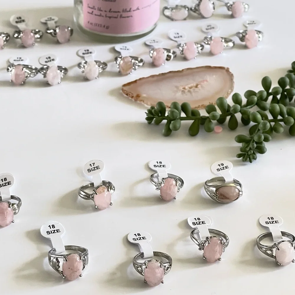 ROSE QUART RINGS - Picture 3 of 5